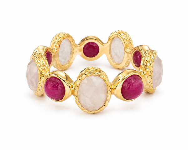 Milano Filo Stone Band Ruby and Rose Quartz