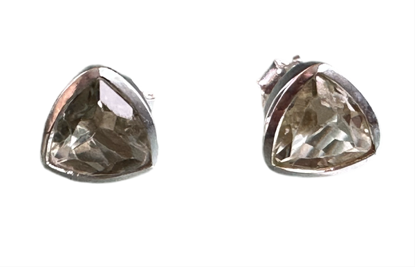 Capri Encased Triangolo Studs Smokey Quartz