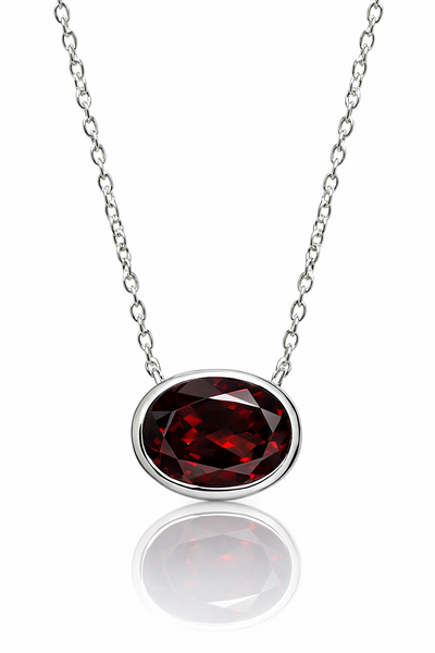 Floating Oval Pietra Necklace Garnet