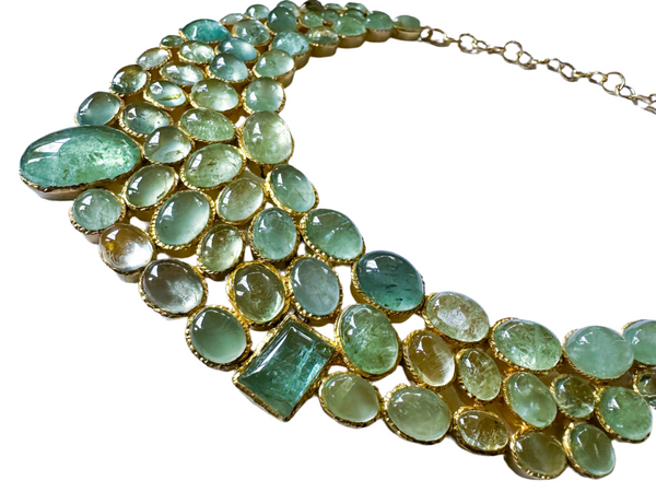 Limited Edition Aquamarine Cobblestone Necklace (Gold Plated)