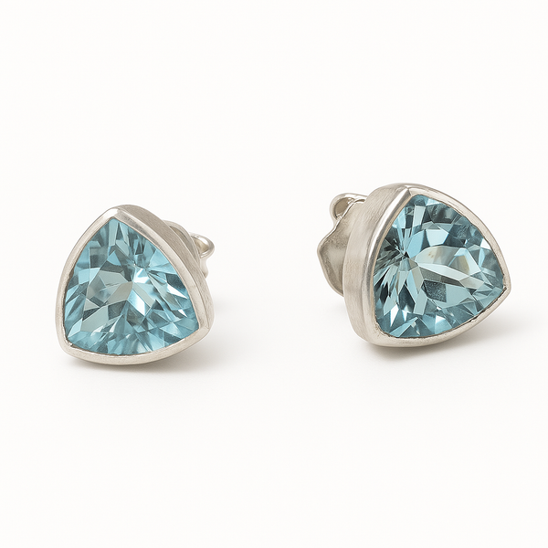 Capri Encased Triangolo Studs Blue Topaz