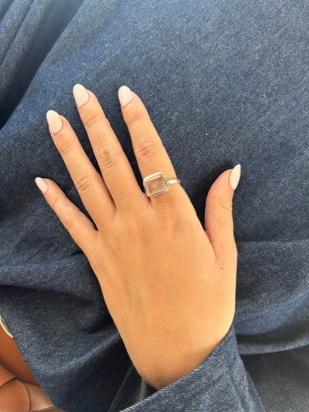 Small Rectangular Ring Green Onyx