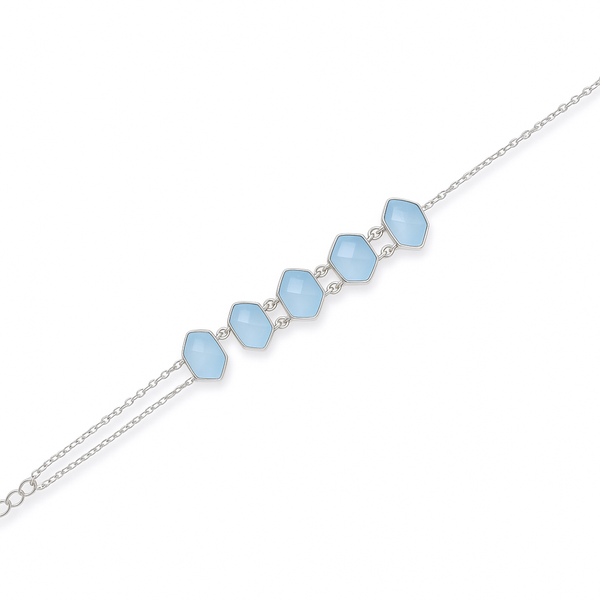 5 Stone Glacier Link Bracelet Aqua Chalcedony