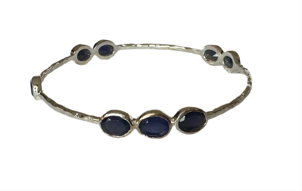 Morse Code Blue Chalcedony Bangle – German Collection