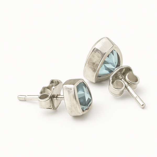 Capri Encased Triangolo Studs Blue Topaz