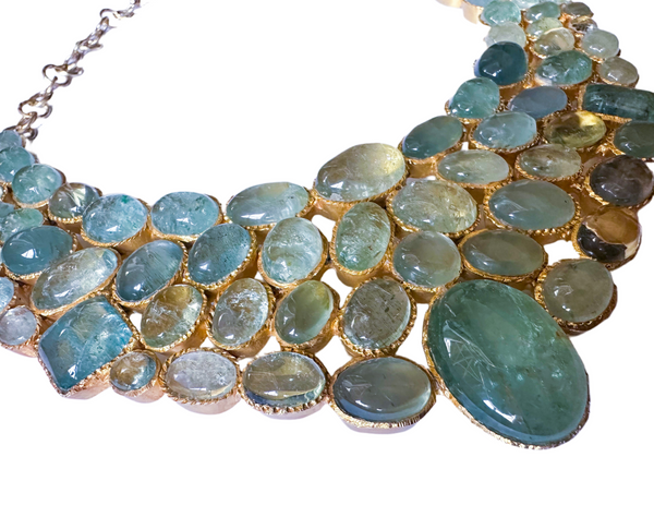 Limited Edition Aquamarine Cobblestone Necklace (Gold Plated)