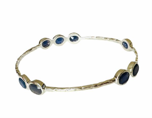 Morse Code Blue Chalcedony Bangle – German Collection