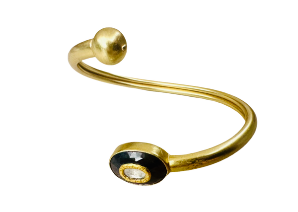 Limited Edition Gold Plated Twist Bangle with Sapphire Jadau