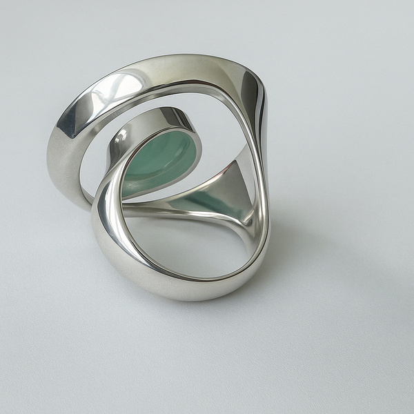 Art Deco Pop Ring Aqua Chalcedony