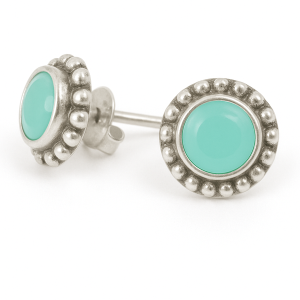 Bali Stone Studs Aqua Chalcedony