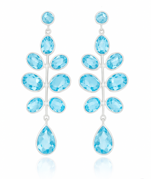 Budding Branch Earrings Blue Topaz