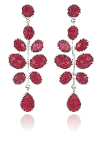 Budding Branch Earrings Rough Cut Ruby