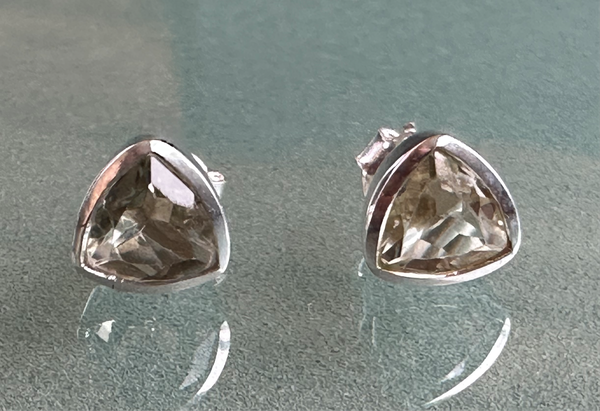 Capri Encased Triangolo Studs Smokey Quartz