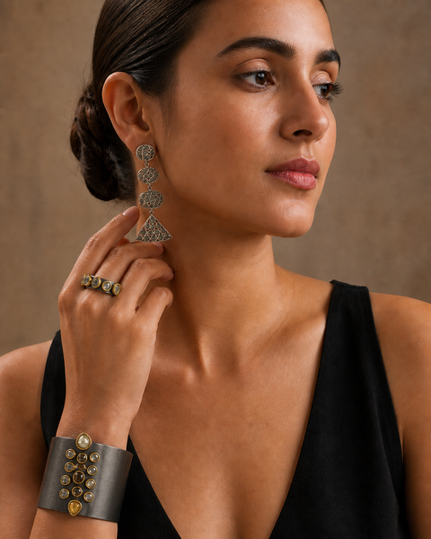 Jaipur Nocturne Sliced Diamond Cascade Earrings