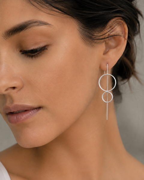 Berlin Brushed Double Circle Pin Earrings