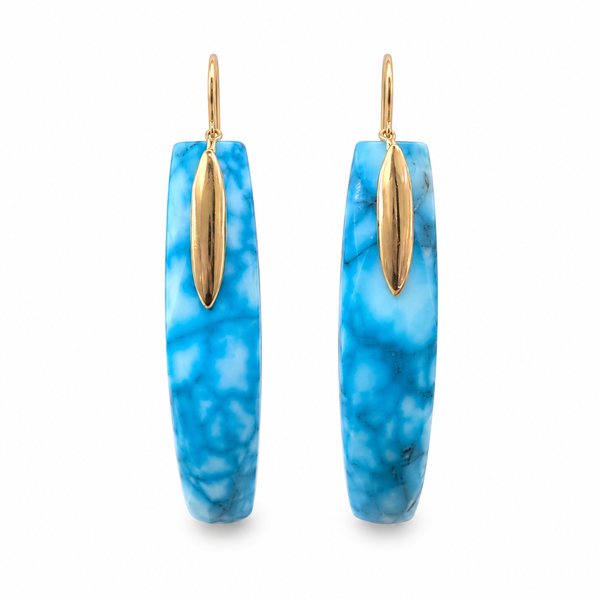 Gold Plated Art Deco Colosseum Vertical Drops Turquoise