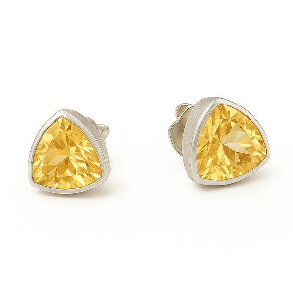 Capri Encased Triangolo Studs Citrine