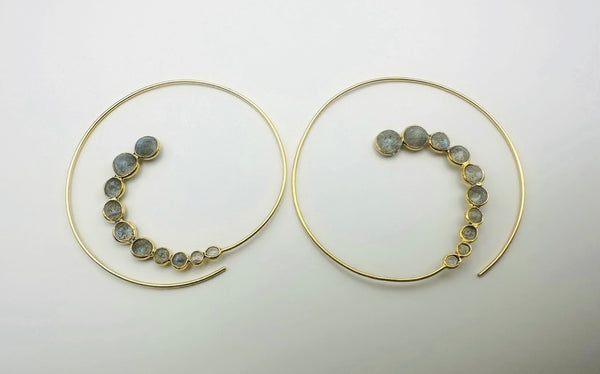 Gold Plated Jaipuri Stone Swirl Labradorite