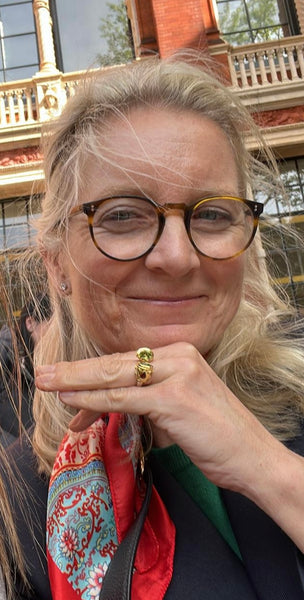 Indian Small Serpentine Open Stone Ring Peridot