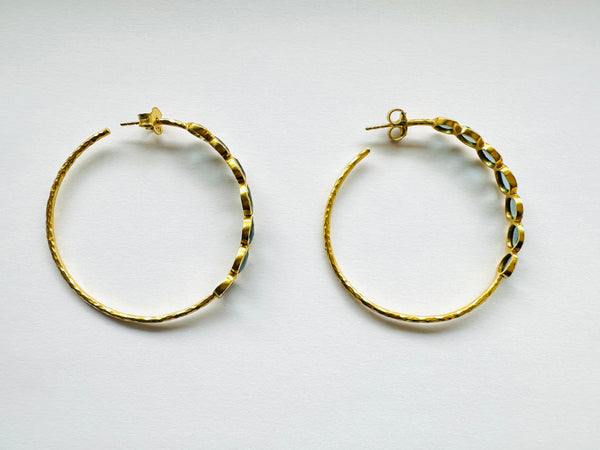 Jaipur-Inspired Limited Edition 18K Gold-Plated Blue Tourmaline Hoop Earrings