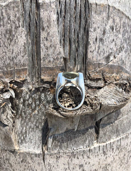 Da Vinci Four Prong Capri Cocktail Ring Green Amethyst