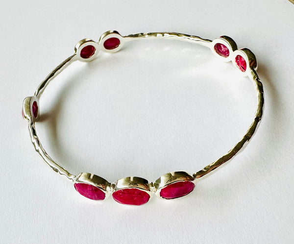 Morse Code Rough Cut Ruby Bangle – German Collection