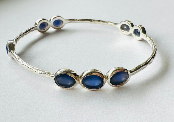 Morse Code Blue Chalcedony Bangle – German Collection