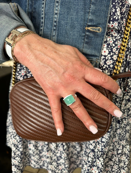 Amalfi Open Sided Cocktail Ring Aqua Chalcedony