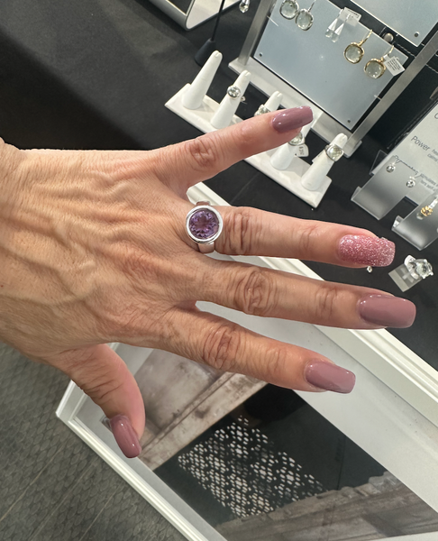 Barcelona Gaudi Circle Classic Stone Ring Amethyst