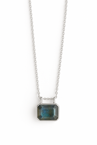 Glacial Rectangular Gemstone Necklace - Labradorite