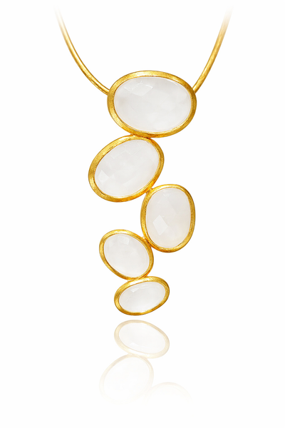 Gold Plated Brazilian Raindrop Pendant White Moonstone