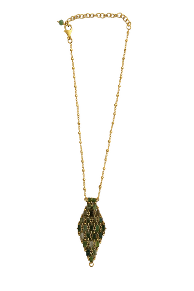 Gold Plated Amazon Luxe Diamond Tourmaline Necklace