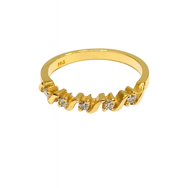 10k Gold Diamond Wave Band Size 6.75