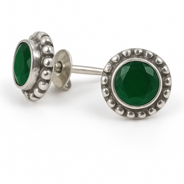 Bali Stone Studs Green Onyx