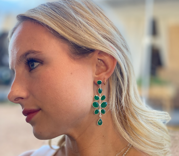 Budding Branch Earrings Green Onyx