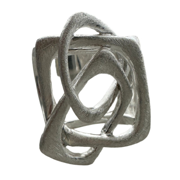 Brushed Bilbao Three Angular Ring