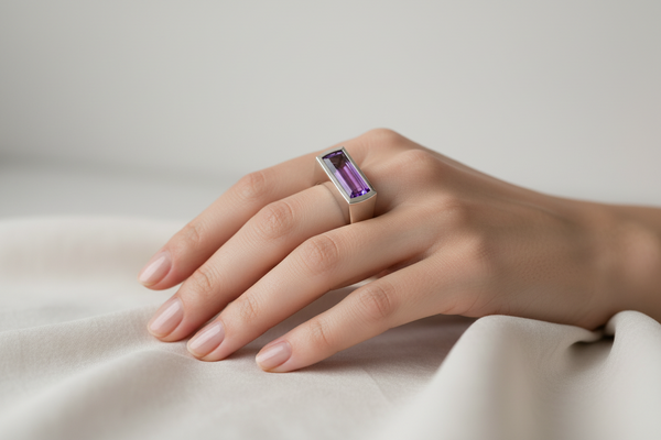 Icelandic Glacier Bar Ring Amethyst