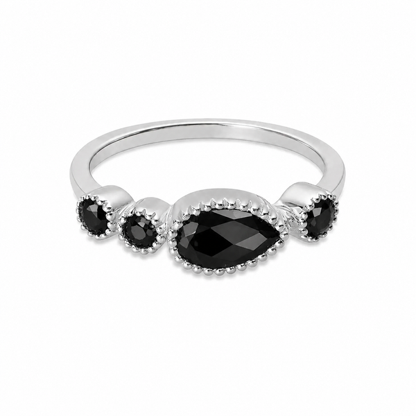 Rani Pear Stackable Band - Black Onyx