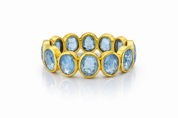 Jaipur Blue Topaz Aura Cobblestone Band