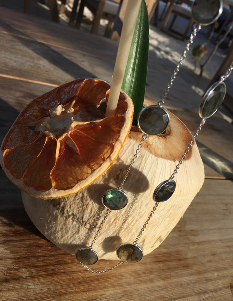 Faceted 17 Stone Capri Long Necklace Labradorite