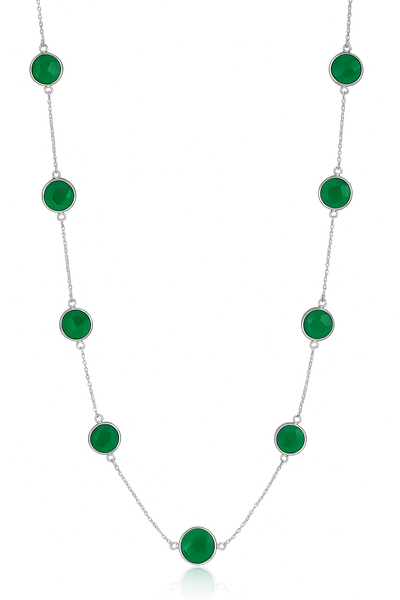 Faceted 17 Stone Capri Necklace Green Onyx