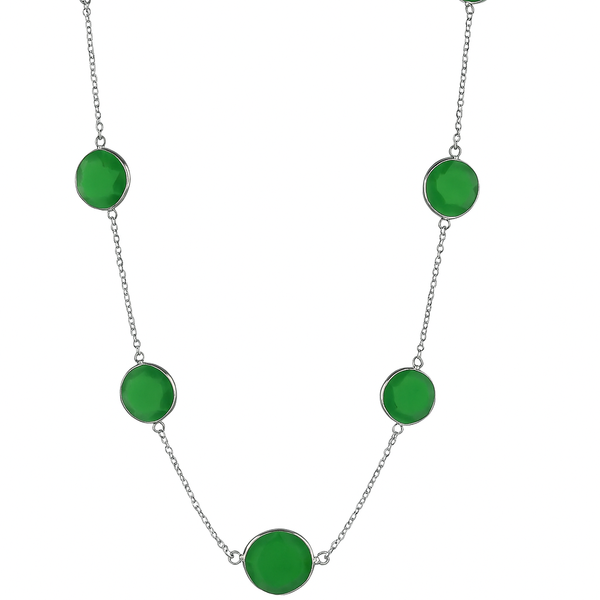 Faceted 17 Stone Capri Necklace Green Onyx