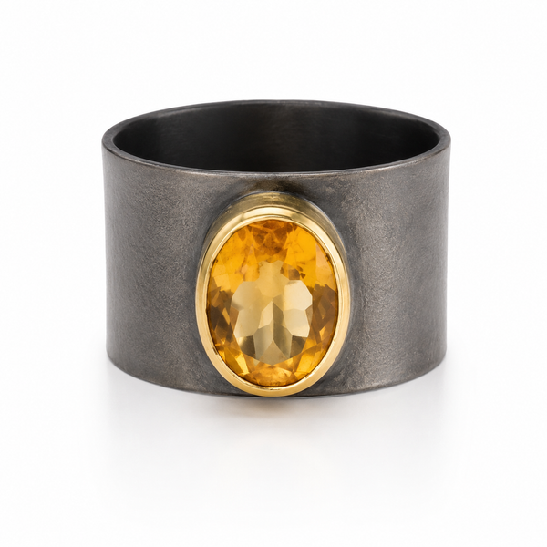 Jaipur Nocturne Ring Citrine (Oxidized) 7