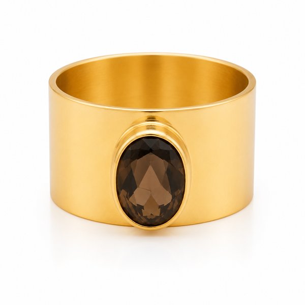 Jaipur Nocturne Ring Smokey Quartz (Gold Plated)