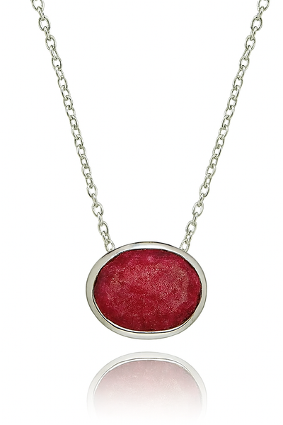 Floating Oval Pietra Necklace Rough Cut Ruby