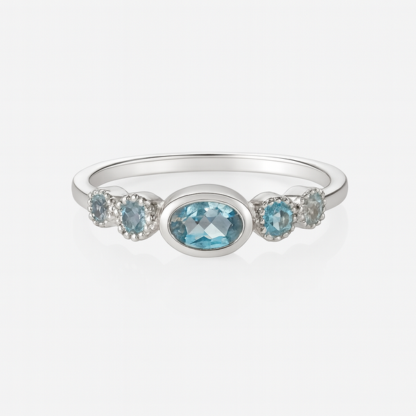 Rani Oval Stackable Ring - Blue Topaz