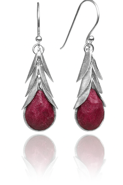 Brazilian Leaf Stone Drops Rough Cut Ruby