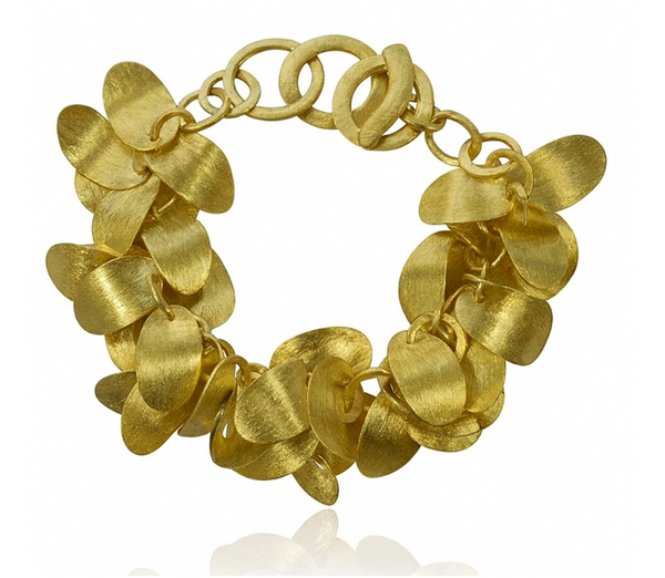Gold Plated Brushed Leaf Bracelet