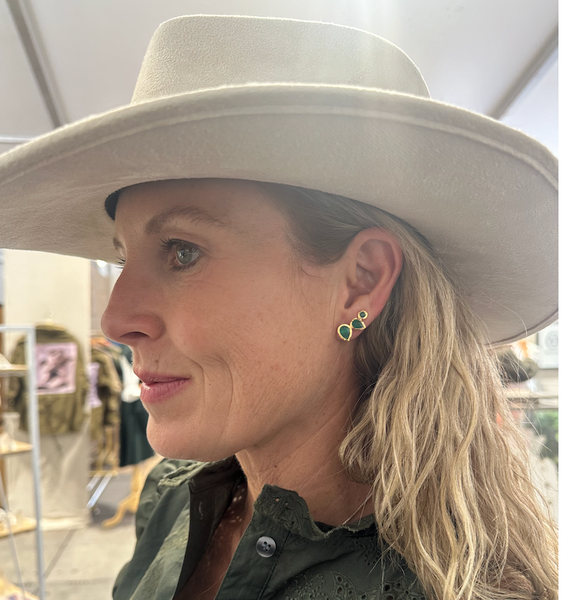 Peacock Climbing Earrings Green Onyx