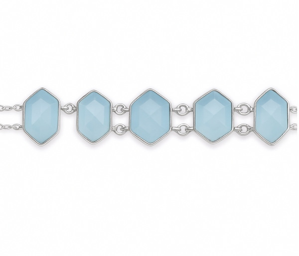 5 Stone Glacier Link Bracelet Aqua Chalcedony